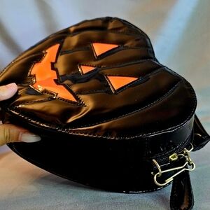 Black and Orange Heart-Shaped Halloween Bag